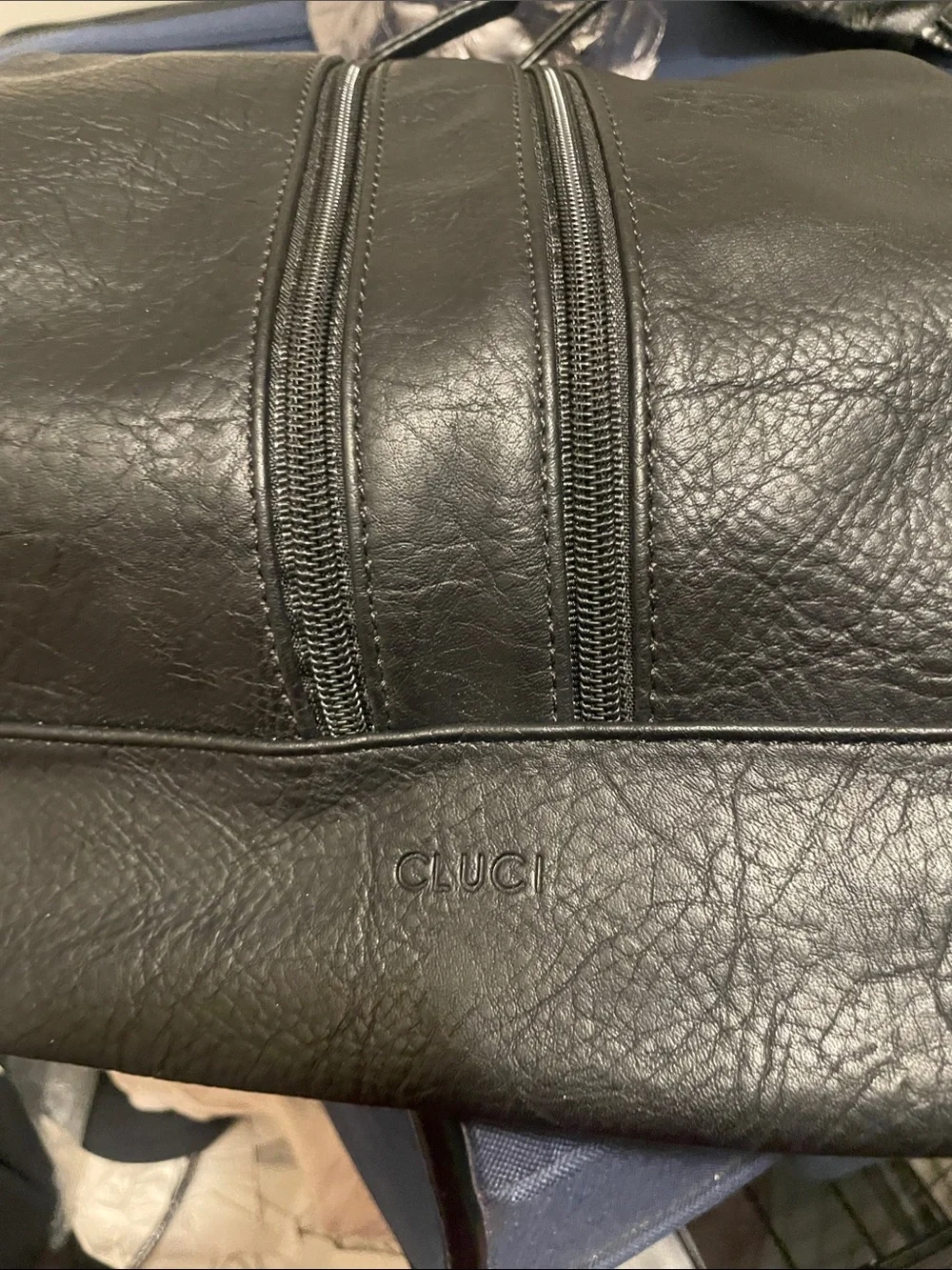 Black Leather Backpack with Dual Front Zippers by Gucci